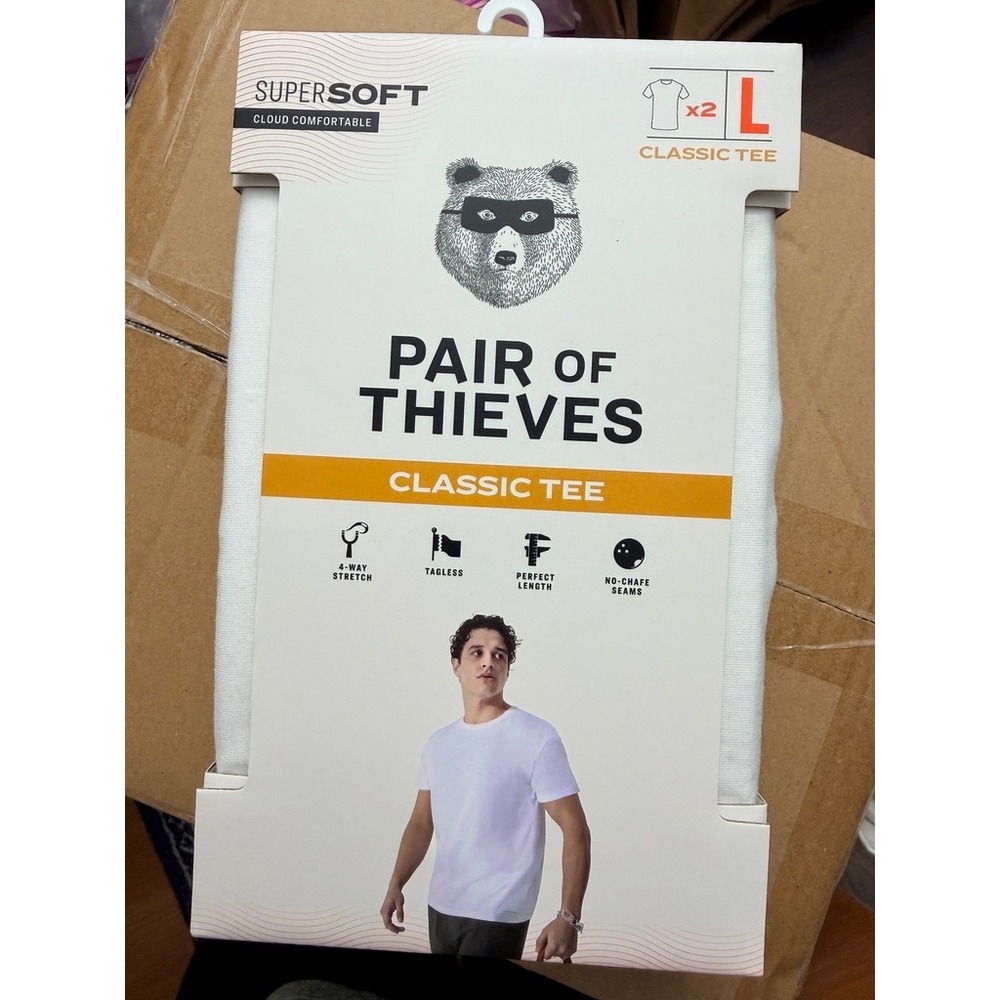 Pair of Thieves Classic Tee Mens Large White SuperSoft 2-Pack NWT